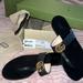 Gucci Shoes | Gucci, Women's Marmont Thong Sandals In Black Size 39. | Color: Black/Gold | Size: 9