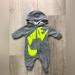 Nike One Pieces | 2 For $20 Nike Baby Boy Hooded Full Zip Romper | Color: Gray | Size: Newborn