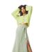 Free People Skirts | Free People Claudia Blanket Midi Knit Skirt Light Green Side Slit Belted | Sz. S | Color: Green | Size: S