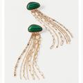 Free People Jewelry | Free People Wild Honey Gold/Emerald Dangle Earrings | Color: Gold/Green | Size: Os