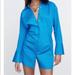 Zara Dresses | New Zara Blue Button Up Longsleeve Collard Mini Dress | Color: Blue | Size: S