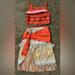 Disney Costumes | Disney Store Moana 3 Piece Costume Child Size 4 Skirt, Sash,Tank Top Nwot | Color: Orange/Tan | Size: 4