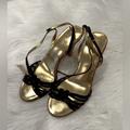 Coach Shoes | Coach Open Toe Strappy Heels Color Black And Gold | Color: Black/Gold | Size: 7