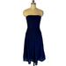 J. Crew Dresses | J Crew Navy Blue Strapless Dress Cotton Seersucker Fit & Flare Lined Sz 14 | Color: Blue | Size: 14