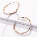 Anthropologie Jewelry | 2/$35 Sparkly Gold Beaded White Howlite Large Gemstone Hoop Earrings | Color: Gold | Size: Os