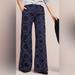 Anthropologie Pants & Jumpsuits | Anthropologie Ett Twa Embroidered Eyelet Wide Leg Pant Cotton Blue Black Size 2p | Color: Black/Blue | Size: 2p