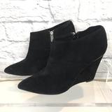 Coach Shoes | Coach Black Suede Oakdale Booties Womens Size 7.5b Side Zip Pointed Toe Wedge | Color: Black | Size: 7.5