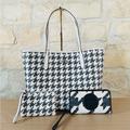 Coach Bags | Coach Houndstooth Print Reversible Tote Handbag+Wallet+Wristlet Authentic Nwt | Color: Black/White | Size: Os
