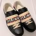 Gucci Shoes | Gucci Men's Black 523469 Ace Shoes Calf-Skin Leather Casual Sneakers Size 5 | Color: Black/Red | Size: 5