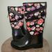 Coach Shoes | Coach Women Traish Li Black Floral Tall Rain Boots Size 7 | Color: Black/Pink | Size: 7