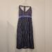 Athleta Dresses | Free Shipping: Athleta Smocked Halter Dress Zip Pocket Purple Black Size 10 | Color: Black/Purple | Size: 10