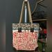 J. Crew Bags | J. Crew Cotton Canvas Tote Jute Handles Leather Trim Red Blue Natural | Color: Blue/Red | Size: Os