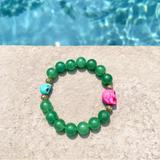 Anthropologie Jewelry | Beaded Skull Bracelet - Green Blue Pink | Color: Green/Pink | Size: Os