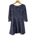 Madewell Dresses | Madewell Womens Navy Mini Fit & Flare Shift Dress Pleated Floral 3/4 Sleeves 6 | Color: Blue | Size: 6