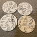 Disney Kitchen | Disney Sketch Absorbent Ceramic Drink Coasters Set Mickey Minnie Donald Goofy | Color: Black/White | Size: Os