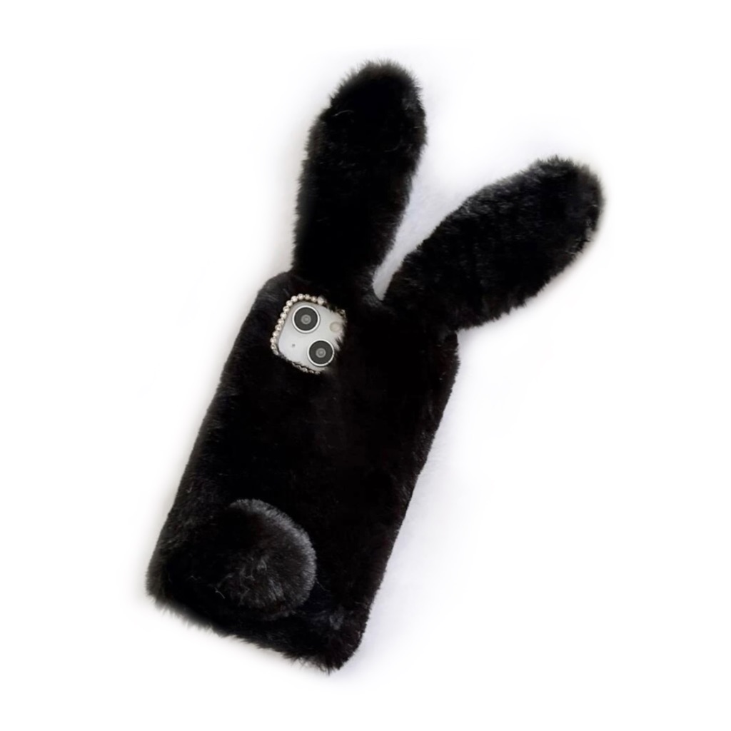 Free People Accessories | Free People Iphone 6/6s/7/8/Se2 Black Fur Floppy Bunny Ears Cute Phone C | Color: Black | Size: Iphone 6/6s/7/8/Se2
