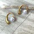 Anthropologie Jewelry | New~ Anthropologie Amber Sceats "Cori" Gold Hoop & Pearl Stopper Earrings | Color: Gold/White | Size: Os
