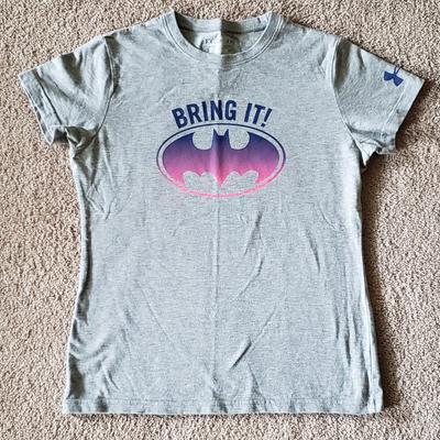 Under Armour Shirts & Tops | 'Bring It!' Batman X Under Armour Children's Athletic Wear Shirt Dc Comics | Color: Gray/Purple | Size: Mg