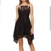 Free People Dresses | Free People Just Like Honey Asymmetrical Lace Black Dress Size 6 | Color: Black | Size: 6