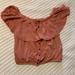 Free People Tops | Free People Washed Red Crop With Button And Ruffle Detail, With Tag, Never Worn. | Color: Red | Size: S
