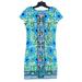 Lilly Pulitzer Dresses | Lilly Pulitzer Layton Sea Oat Ikatty Blue Floral Print Shift Mini Dress Small | Color: Blue/Green | Size: S