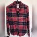 American Eagle Outfitters Tops | American Eagle Women's Pink & Navy Plaid Flannel Shirt, Size Small | Color: Blue/Pink | Size: S