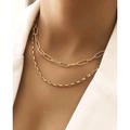 Anthropologie Jewelry | Anthropologie Jules Minimalist Chain And Paperclip Layered *2* Necklaces | Color: Gold | Size: Os