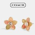 Coach Jewelry | Coach Wildflower Earrings | Color: Green/Pink | Size: 1/2 X 1/2