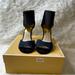 Michael Kors Shoes | Michael Kors Mk Women’s Banded Ankle Heels Shoes Black/Navy Blue Size 8 | Color: Black/Blue | Size: 8