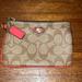 Coach Bags | Coach Small Wristlet Cardholder With Signature Print And Hot Pink Hem And Logo | Color: Pink/Tan | Size: Os