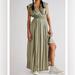 Free People Dresses | Free People Devon Embroidered High Slit Faux Wrap Goddess Maxi Dress | Color: Green | Size: L