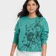 Disney Tops | Disney Caricature Graphic Sweatshirt Green Women's Size Large Nwt | Color: Green | Size: L
