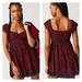 Free People Dresses | Free People Tabitha Mini Dress Black Red Floral Combo Sz Medium | Color: Black/Red | Size: M