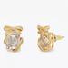 Kate Spade Jewelry | Kate Spade Pave Present Studs Earrings, Clear / Yellow Gold Nwt | Color: Gold | Size: Os