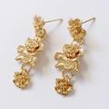 Anthropologie Jewelry | Anthropologie Gold Plated Summer Roses Tiered Floral Drop Earrings | Color: Gold | Size: Os
