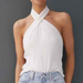 Anthropologie Tops | Anthropologie Ribbed White Halter Tank Top - New- Small | Color: White | Size: S