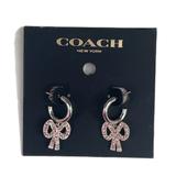 Coach Jewelry | Coach Antique Huggie Bow Earrings, Silver Tone, Pink | Color: Pink/Silver | Size: Os