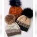 Free People Accessories | Free People Slope Stripe Pom Beanie Navy/Marina. New | Color: Brown/Cream | Size: Os