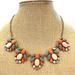 J. Crew Jewelry | J. Crew Statement Necklace Gold W/ Jewels In Gray, Coral, Pink, Tan & Ab | Color: Gold/Orange | Size: Os