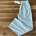 Zara Pants & Jumpsuits | Bnwt Zara Wide Leg Linen Blend Pants In Light Blue | Color: Blue | Size: S