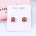 Kate Spade Jewelry | Kate Spade Mini Square Glitter Multi Color Stud Earrings Gold Plated | Color: Gold | Size: Os