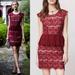 Anthropologie Dresses | Anthropologie Petite Maeve Holiday Lace Peplum Wine Red Dress | Color: Red/Tan | Size: Mp