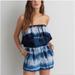 American Eagle Outfitters Pants & Jumpsuits | American Eagle Outfitters Strapless Blue Bleach Tie Dye Romper Tassel Jumpsuit | Color: Blue/White | Size: S