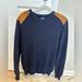 J. Crew Sweaters | J.Crew Men’s Long Sleeve Sweater With Shoulder Pads - Size M Navy Blue | Color: Blue/Tan | Size: M