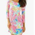 Lilly Pulitzer Dresses | Lilly Pulitzer Sophie Dress Size Large In Multi Palm Beach Coral Nwt. | Color: Blue/Pink | Size: L