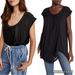 Free People Tops | Free People Keep It Casual Oversized Asymmetric Hem Tee In Black Size Xs | Color: Black | Size: Xs