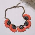 J. Crew Jewelry | J. Crew Coral And Gold Flower Rhinestone Bib Necklace, Statement Necklace | Color: Gold/Orange | Size: Os