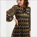 Anthropologie Dresses | Anthropologie Traffic People Long Sleeve Dress Retro Chevron | Color: Black/Gold | Size: M