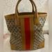 Gucci Bags | Gucci Gg Canvas Monogrammed Shopper Tote Bag Large Tan Leather Trim, Orange/Tan | Color: Orange/Tan | Size: Os