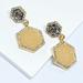 Anthropologie Jewelry | Anthropologie Gold Plated Hexagon Peach Silver Druzy Crystal Drop Earrin | Color: Gold/Silver | Size: Os
